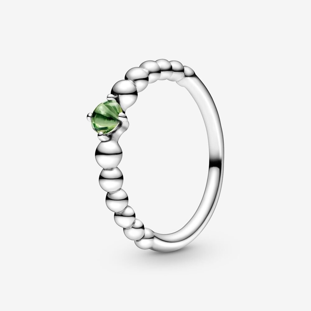 Pandora August Spring Green Beaded Ring